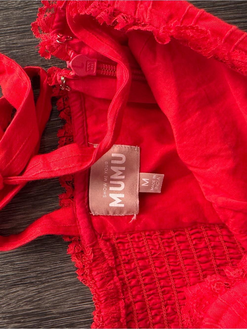 Show Me Your MuMu Red Tie-Strap Romper (never worn) - Picture 2 of 2